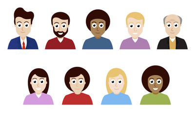 Vector flat design people avatars isolated on background