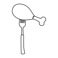 fork with chicken thighs vector illustration design