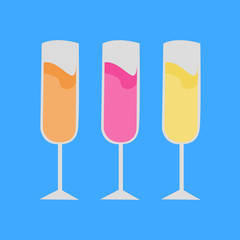 Colorful Party Champagnes Vector Illustration