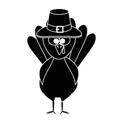thanksgiving turkey with hat character icon vector illustration design