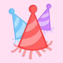 Colorful New Year Party Hats Vector Graphic Illustration