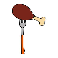 fork with chicken thighs vector illustration design
