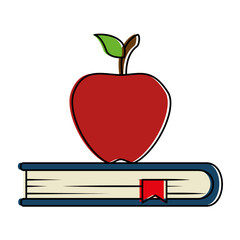 apple fresh with book vector illustration design