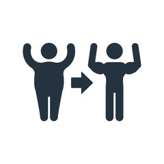 fat to thin icon on white background, fitness, sport