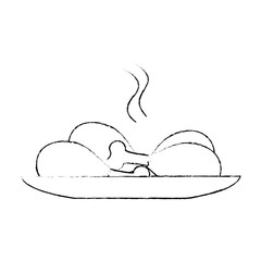 dish with chicken thighs isolated icon vector illustration design