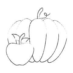 pumpkin and apple fresh isolated icon vector illustration design