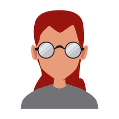 Geek girl with round frame glasses icon vector illustration graphic design