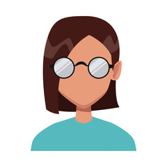 Geek girl with round frame glasses icon vector illustration graphic design