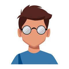 Geek man with round frame glasses icon vector illustration graphic design