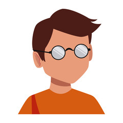 Geek man with round frame glasses icon vector illustration graphic design