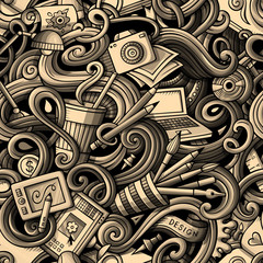 Cartoon hand-drawn doodles on the subject of Design seamless pattern