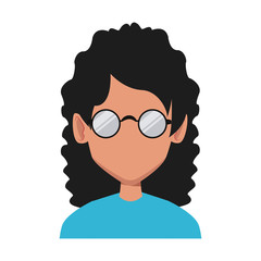 Geek girl with round frame glasses icon vector illustration graphic design