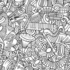 Cartoon cute doodles Classical music seamless pattern