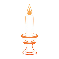 paraffin candle in candlestick vector illustration design