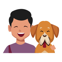 Man with dog cartoon icon vector illustration graphic design