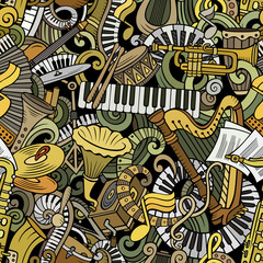 Cartoon cute doodles Classical music seamless pattern