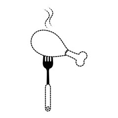 fork with chicken thighs vector illustration design