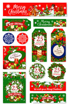 Merry Christmas holiday wish vector greeting cards