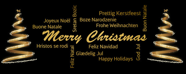 Greeting card with Merry Christmas greetings translated in multiple international languages © mvc_stock