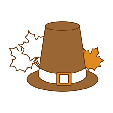 thanksgiving hat with mapple leafs vector illustration design