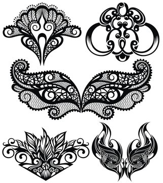 Vector set of decorative elements. Collection of lace patterns
