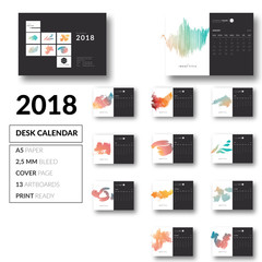 Desk Calendar template design 2018 vector 