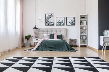 Geometric carpet in bedroom