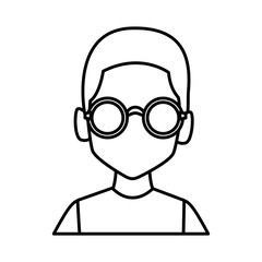 Geek man with round frame glasses icon vector illustration graphic design