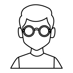 Geek man with round frame glasses icon vector illustration graphic design