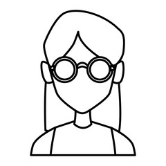 Geek girl with round frame glasses icon vector illustration graphic design