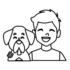 Obraz premium Man with dog cartoon icon vector illustration graphic design