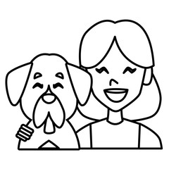 Woman with dog cartoon icon vector illustration graphic design