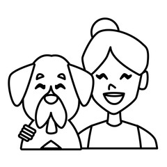 Woman with dog cartoon icon vector illustration graphic design