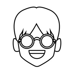 Geek man with round frame glasses icon vector illustration graphic design