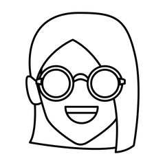 Geek girl with round frame glasses icon vector illustration graphic design
