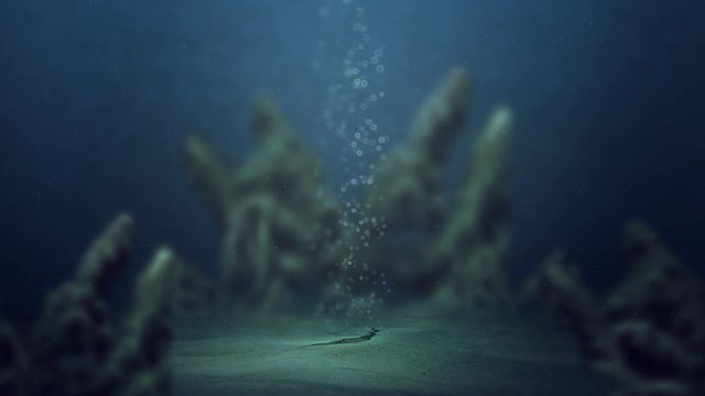 A CG animated underwater Ocean Sea Vent from a crack in the ocean floor