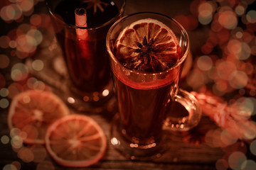 Christmas or New Year mulled wine in the evening