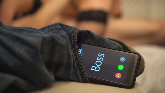 Late for work concept. Boss calling at the wrong time.