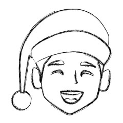 Man with christmas hat icon vector illustration graphic design