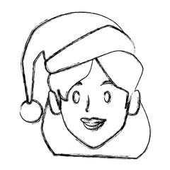 woman face with christmas hat icon vector illustration graphic design