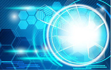 abstract blue background, new technologies, lens