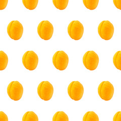 Seamless pattern from whole apricot isolated on white background