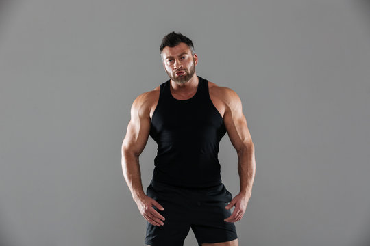 Portrait of a confident serious male bodybuilder