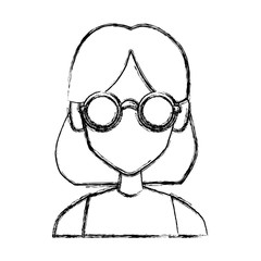 Geek girl with round frame glasses icon vector illustration graphic design