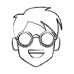Geek man with round frame glasses icon vector illustration graphic design