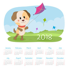 Calendar 2018 year. Week starts from Sunday