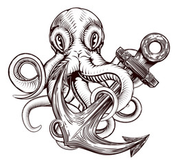 Octopus Anchor - obrazy, fototapety, plakaty