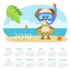 Obraz na płótnie Canvas Calendar 2018 year. Week starts from Sunday