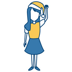 Young woman with christmas hat icon vector illustration graphic design
