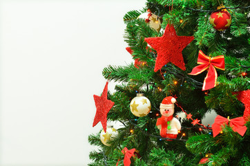 christmas eve and snowman with garlands and lights